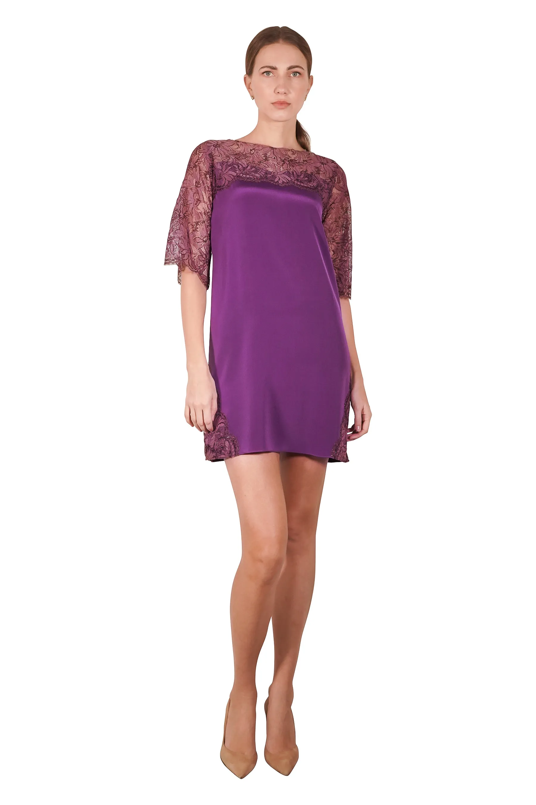 Karlie Lace Silk Crepe Dress