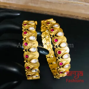 Kavira Ruby Kundan Jadau Kada/ Jaipuri Kundan Bangles