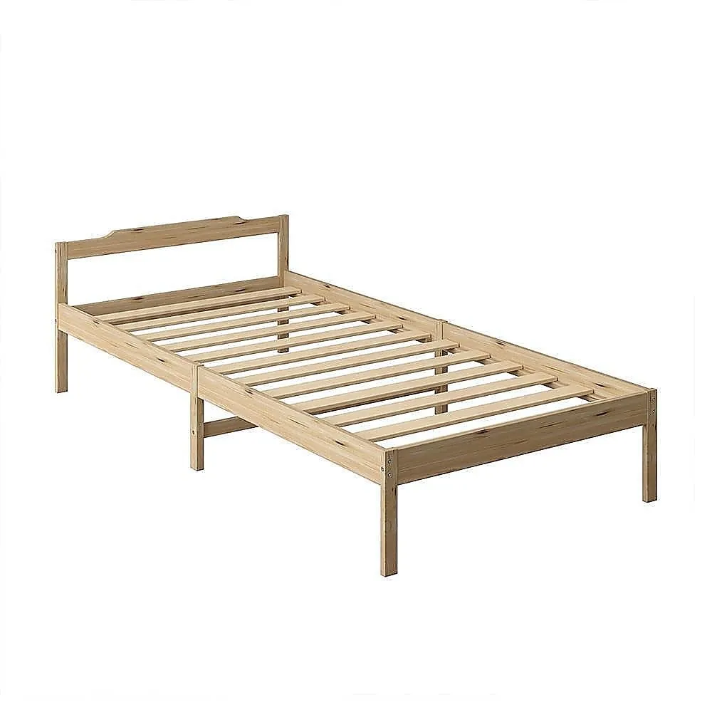 King Single Pine Wooden Bed Frame, Sturdy & Non-Toxic