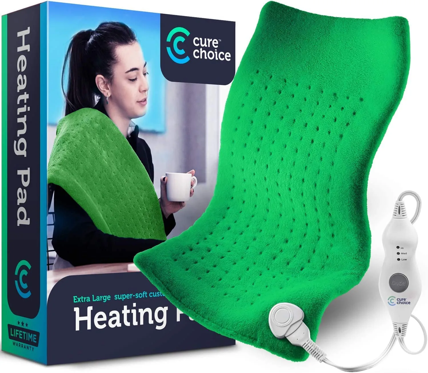 Large Electric Heating Pad for Back Pain Relief   Storage Pouch, Ultra Soft 12X24 Heating Pad for Muscle Cramps - Heated Pad with Adjustable Temperature Settings, Safe Auto Shut