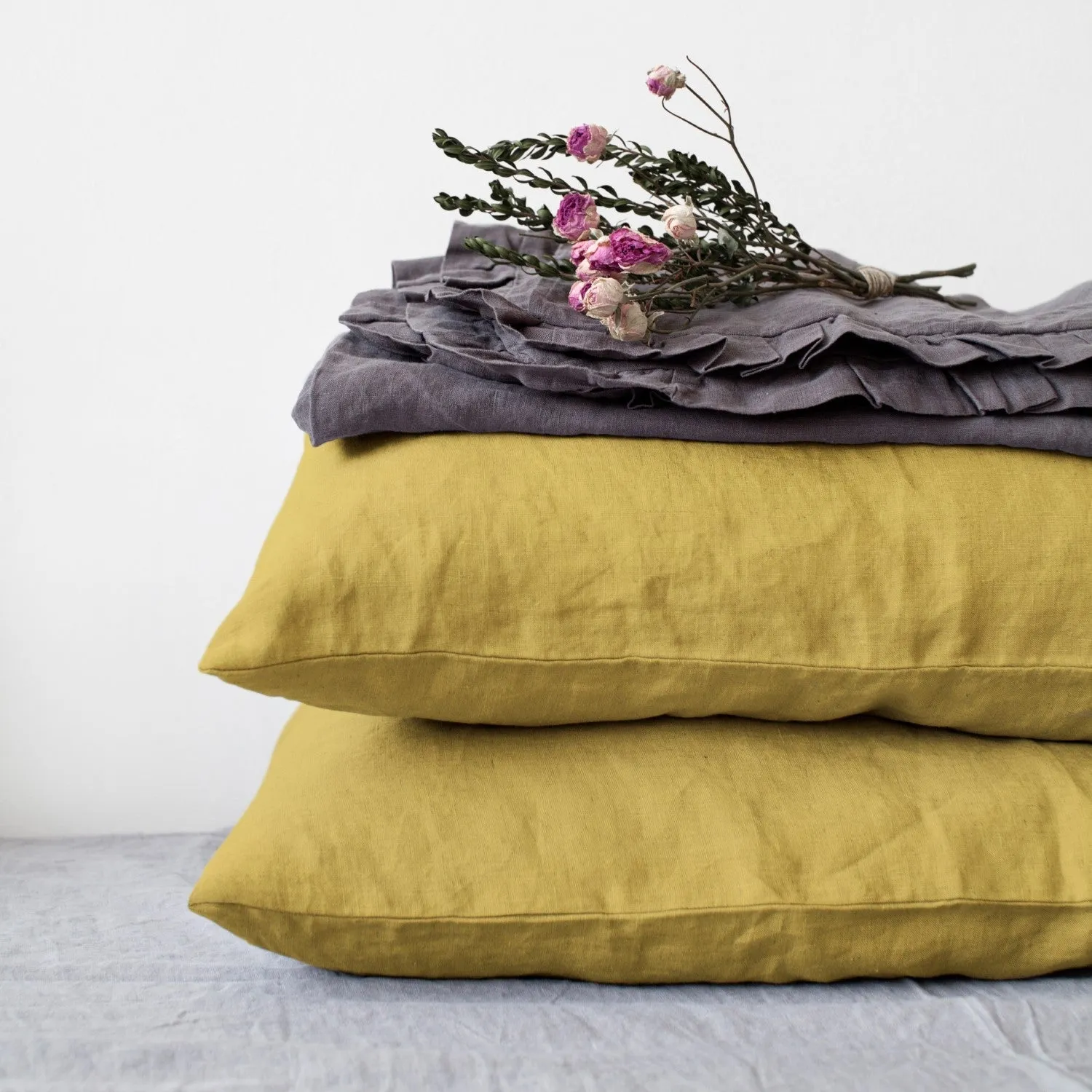 Lemon Curry Linen Pillowcase