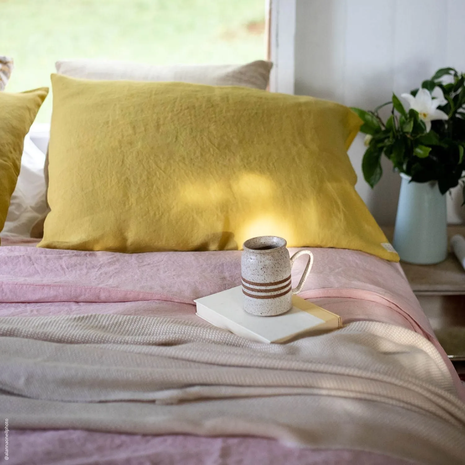 Lemon Curry Linen Pillowcase