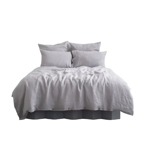 Light Grey Linen Duvet Cover Set