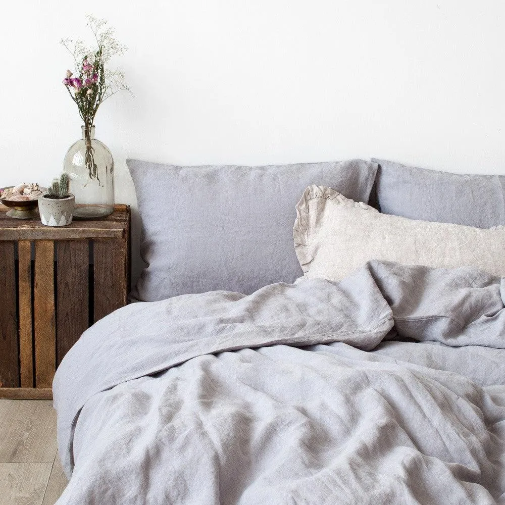 Light Grey Linen Duvet Cover Set