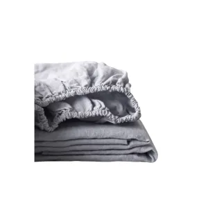 Light Grey Linen Fitted Sheet