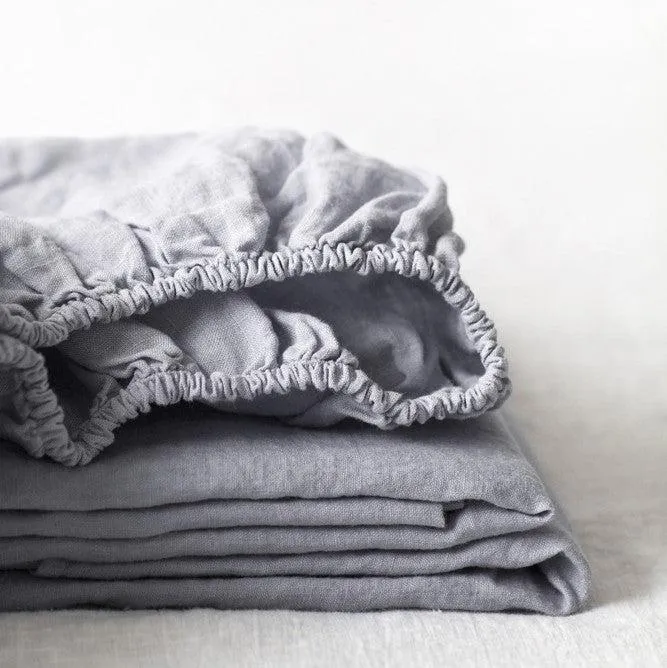 Light Grey Linen Fitted Sheet