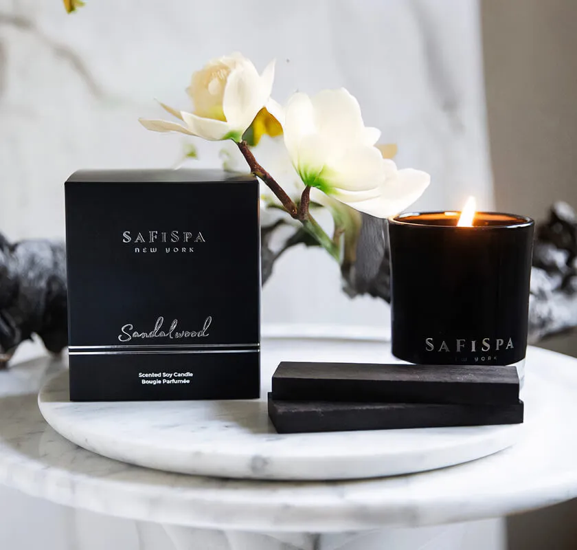 Luxury Sandalwood Soy Candle | Relaxation & Stress Relief | SaFiSpa