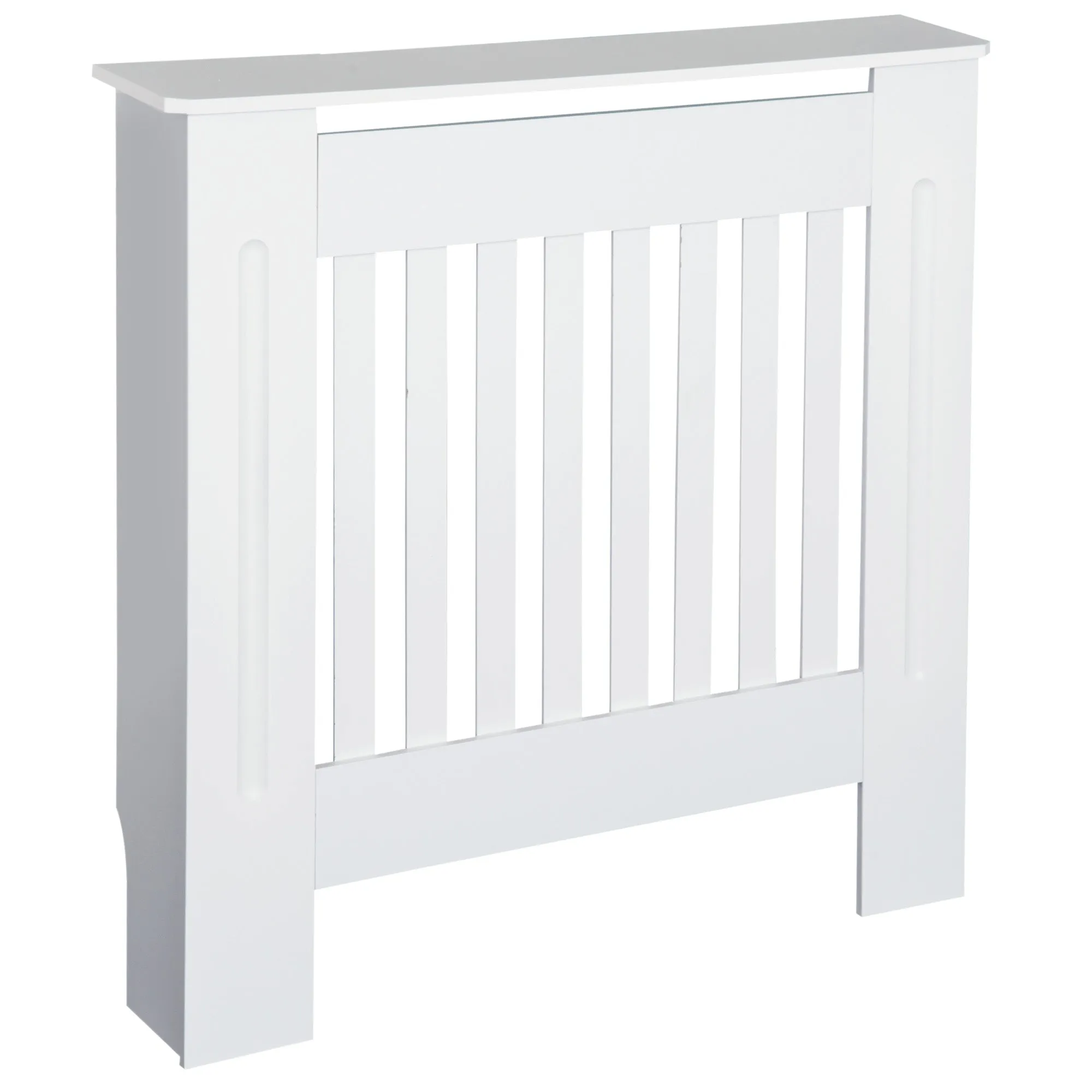 MDF Radiator Cover Wooden Cabinet Shelving Home Office Vertical Slattted Vent White 78L x 19W x 81H