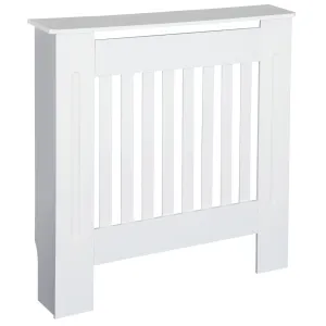 MDF Radiator Cover Wooden Cabinet Shelving Home Office Vertical Slattted Vent White 78L x 19W x 81H