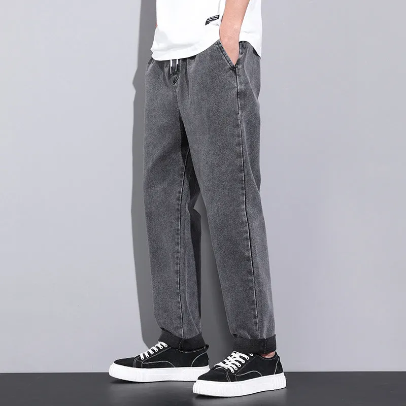 Men's Washed Out Denim Wide Leg Jeans