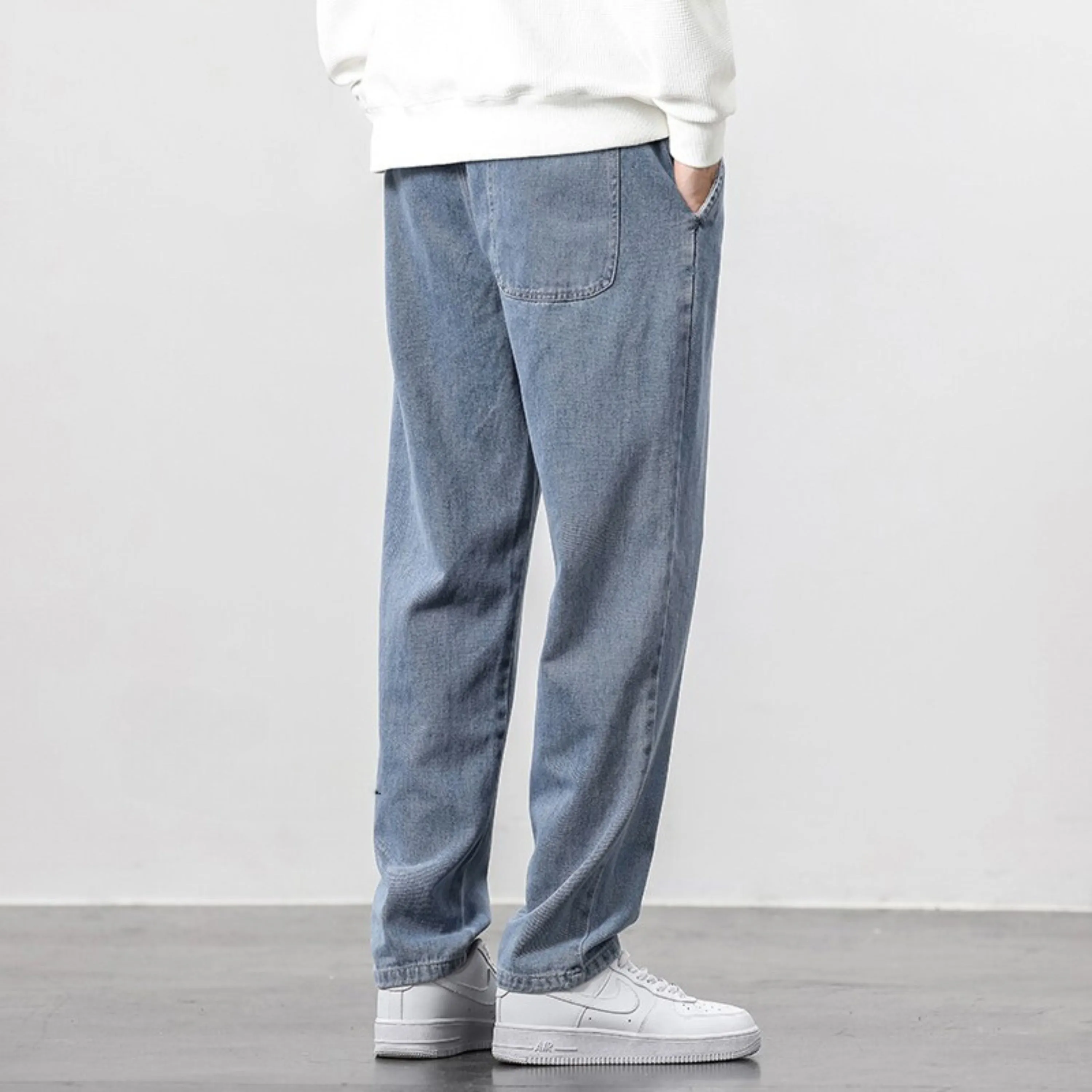 Men's Washed Out Denim Wide Leg Jeans