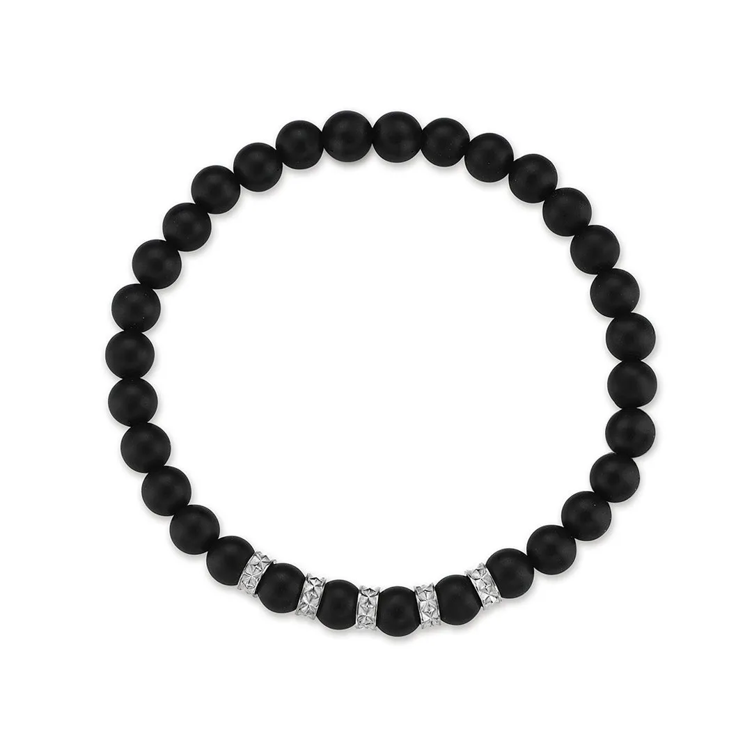 Minimal Pyramid Onyx Beaded Bracelet