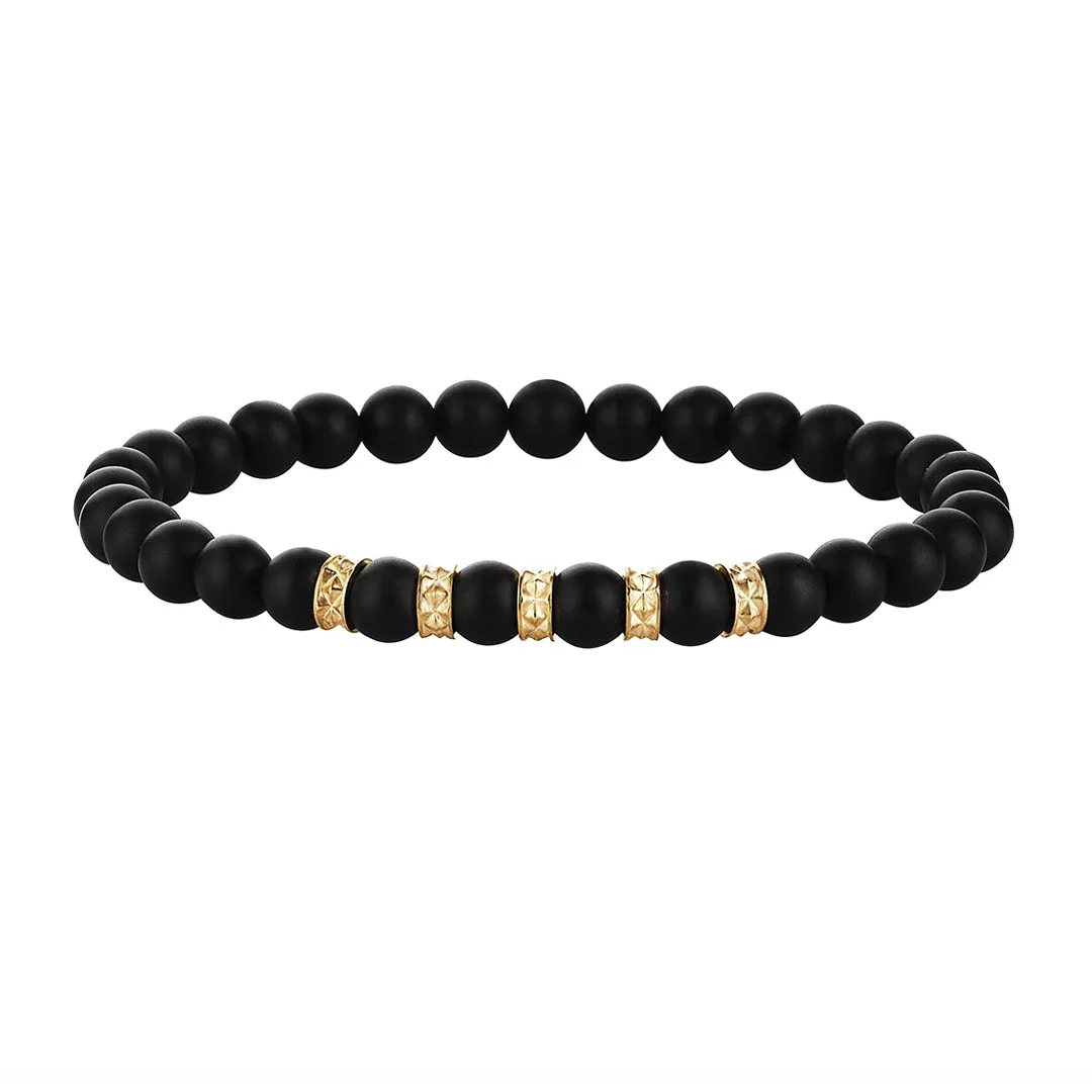 Minimal Pyramid Onyx Beaded Bracelet