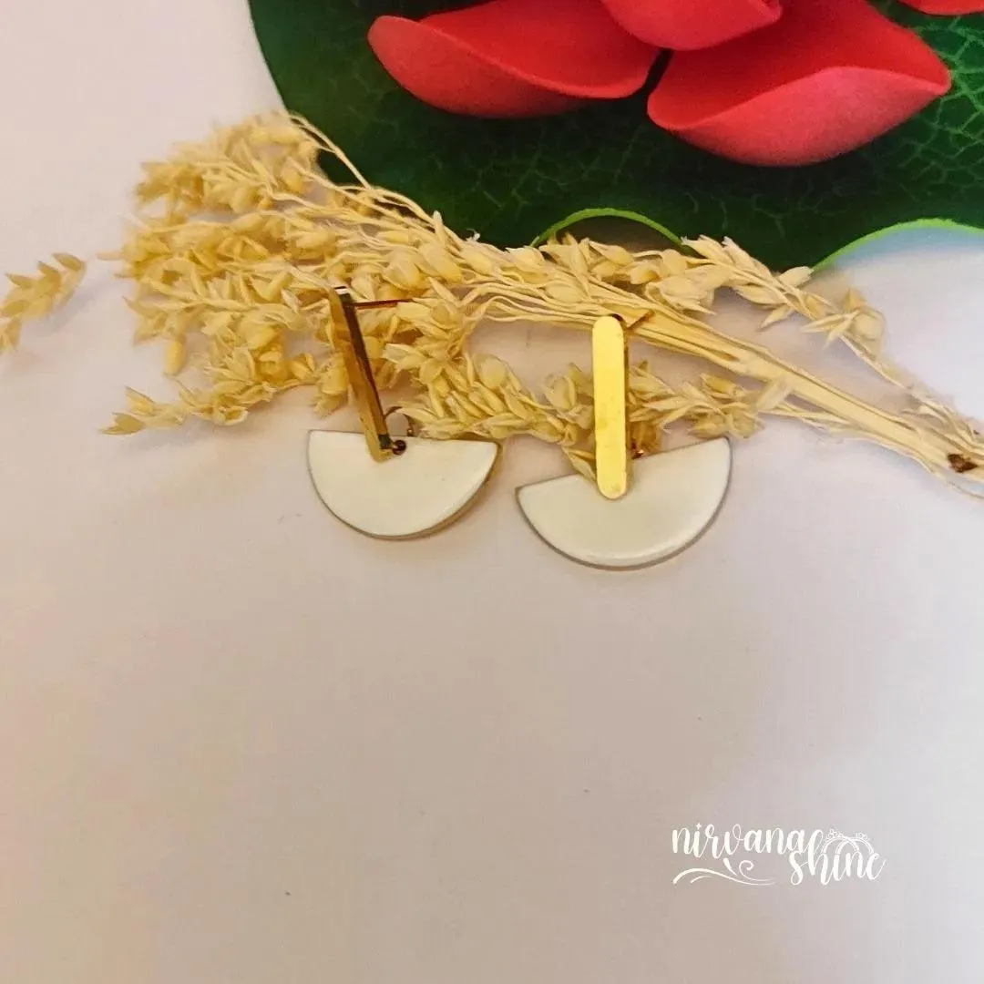 Minimalist Chic Gold and White Statement Earrings