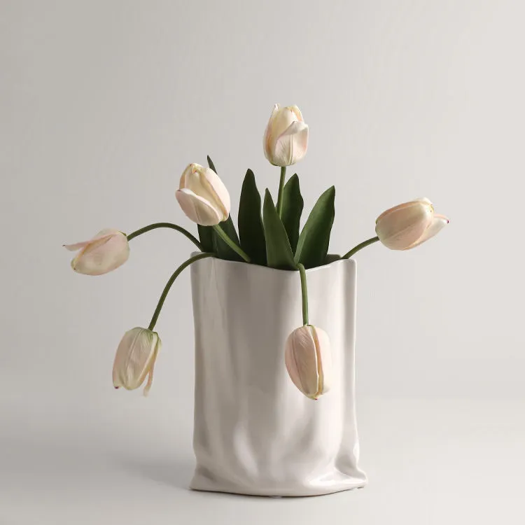 Minimalist Modern Pleated Ceramic Flower Vase