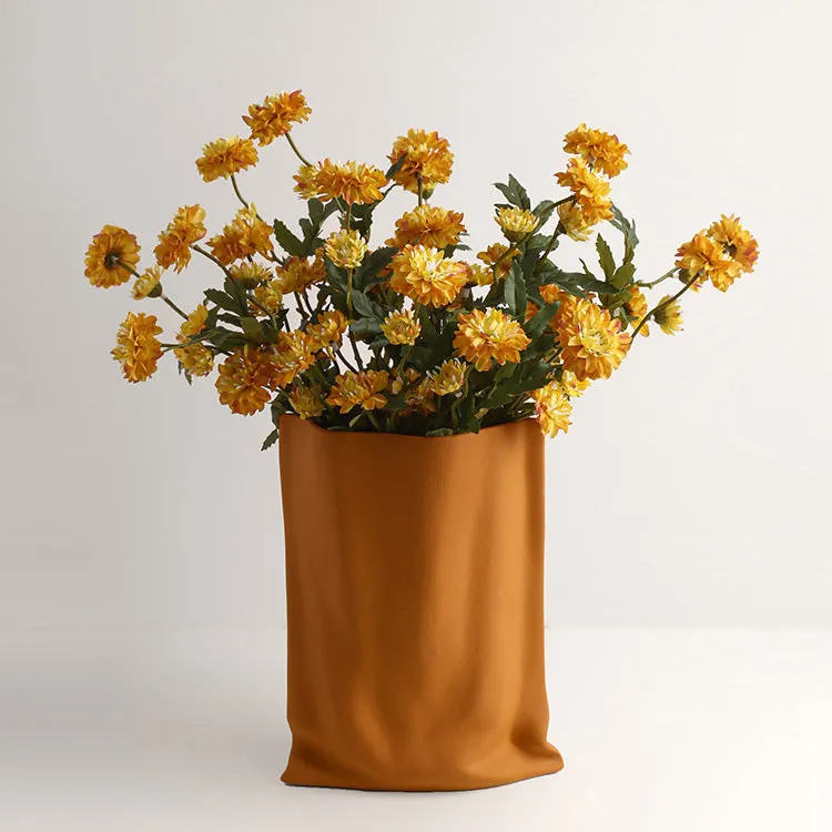 Minimalist Modern Pleated Ceramic Flower Vase