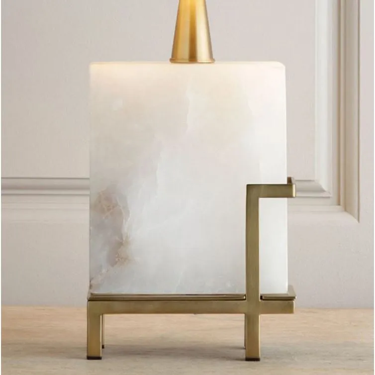 Modern Square White Marble Table Lamp