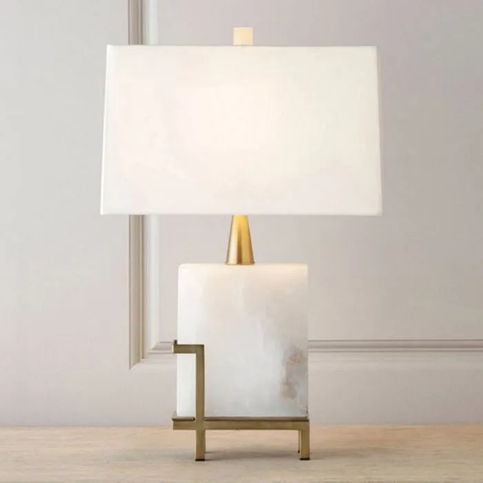 Modern Square White Marble Table Lamp