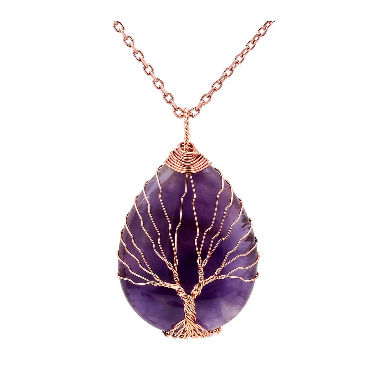 Natural Healing Gemstones Tree of Life Pendant Necklace | Jovivi