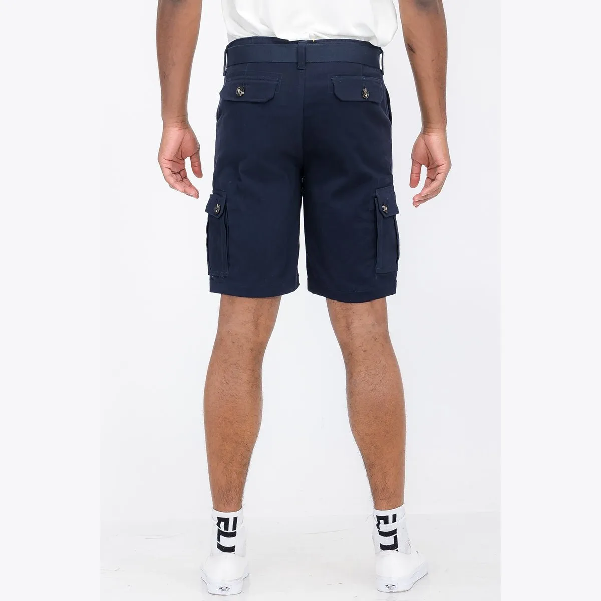 Navy Belted Cargo Shorts