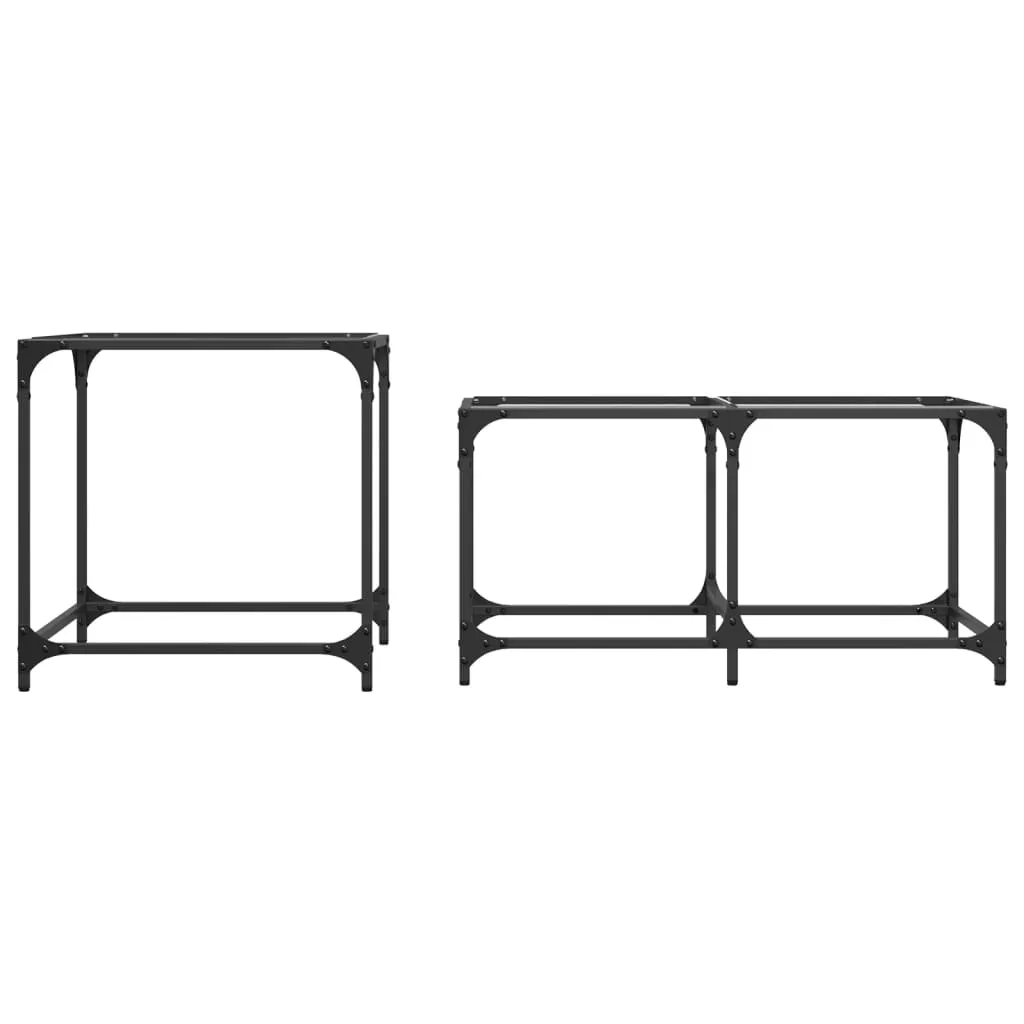 Nesting Coffee Tables 2 pcs with Transparent Glass Top Steel