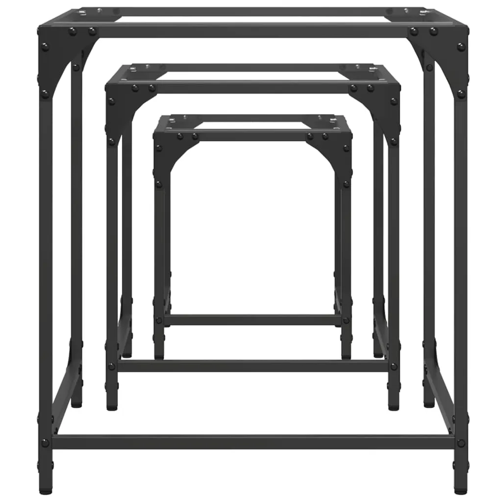 Nesting Coffee Tables 3 pcs with Transparent Glass Top Steel