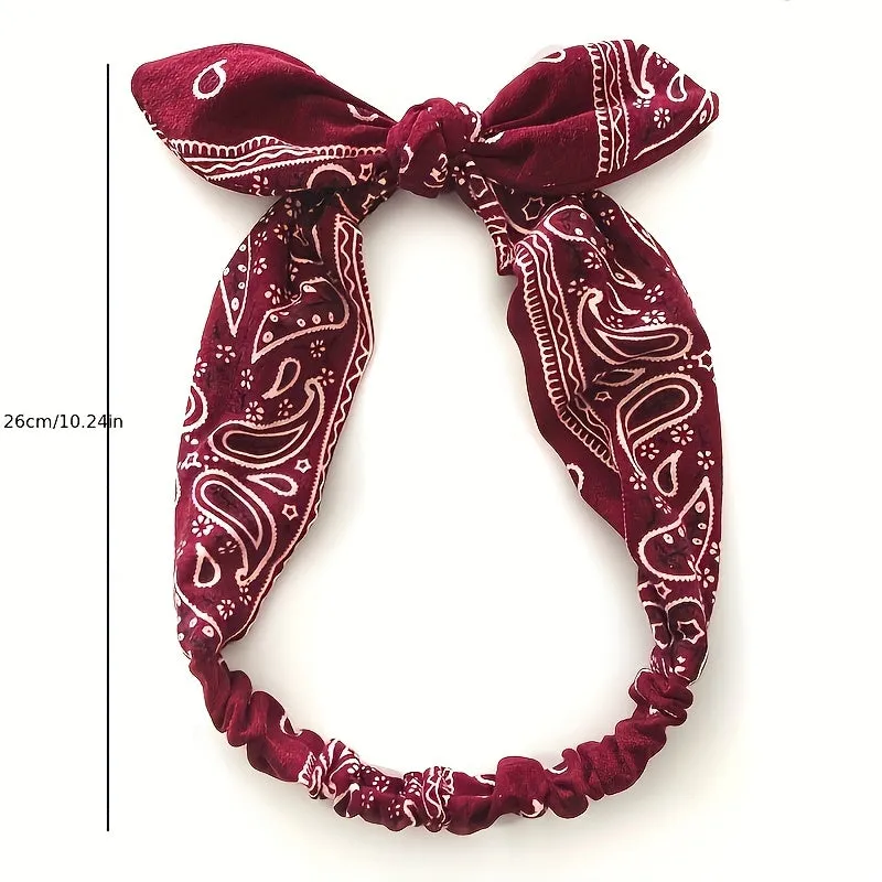 Paisley Boho Headband Vintage Bowknot Hair Accessory