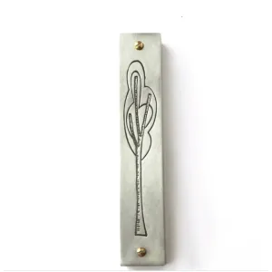 Pewter Arbor Mezuzah by Emily Rosenfeld Judaica