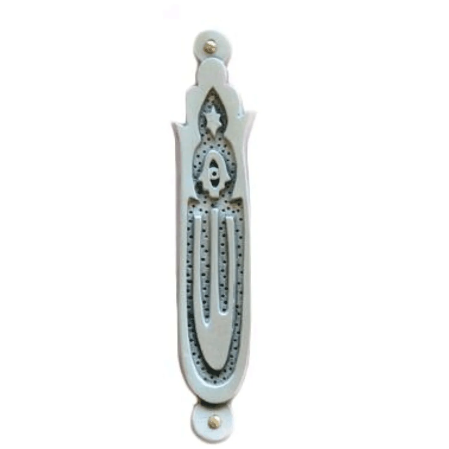 Pewter Hamsa Mezuzah by Emily Rosenfeld Judaica