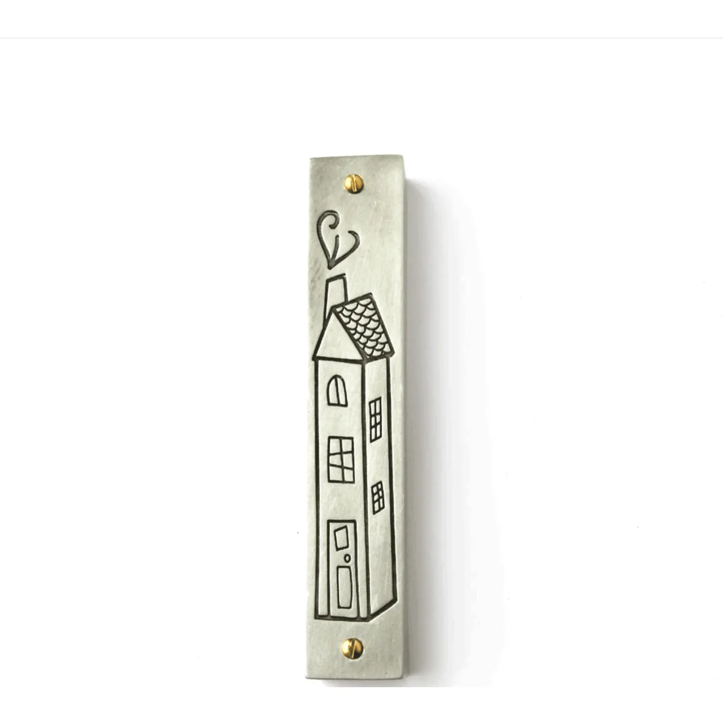 Pewter Home Sweet Home Mezuzah by Emily Rosenfeld Judaica