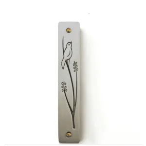 Pewter Wren Mezuzah by Emily Rosenfeld Judaica