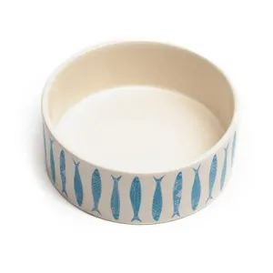 "Faro" Pet Bowl - Decorative Ceramic Dish with Sardine Print