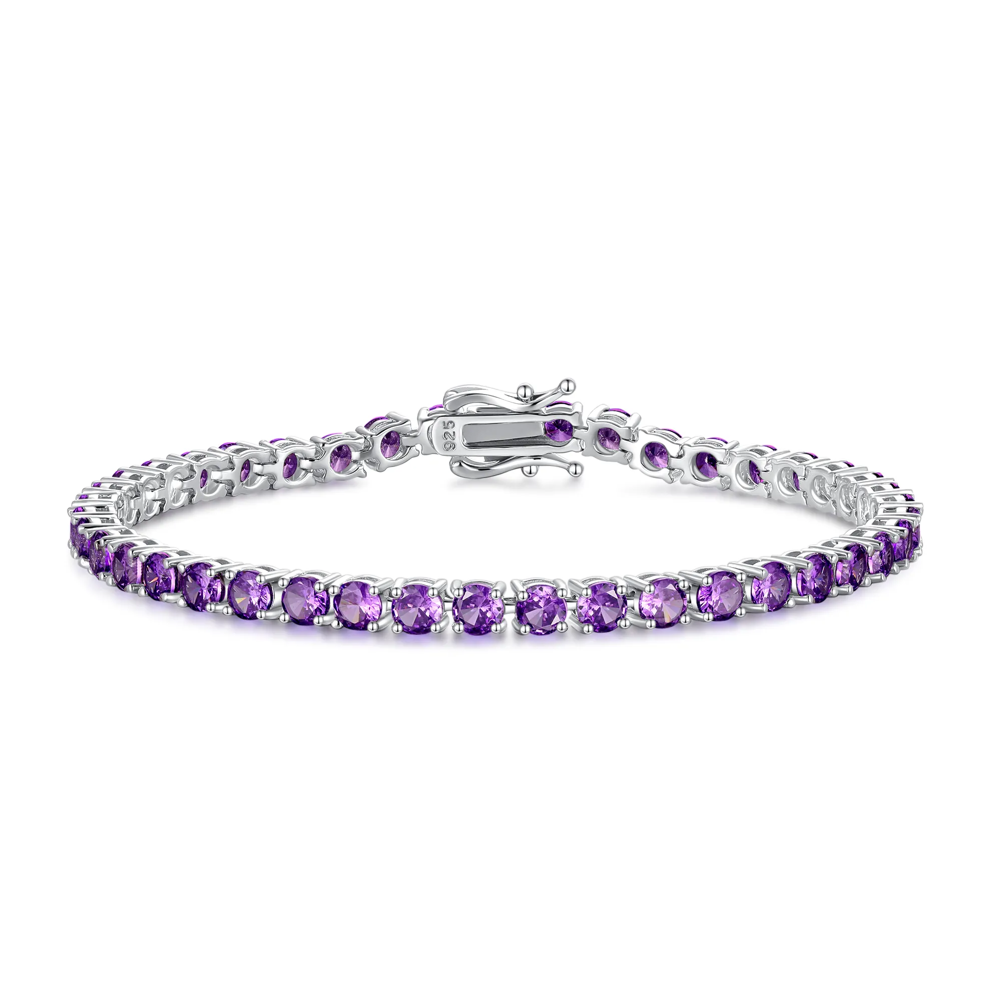 "Spiritual Purple" Amethyst Tennis Sterling Silver Bracelet