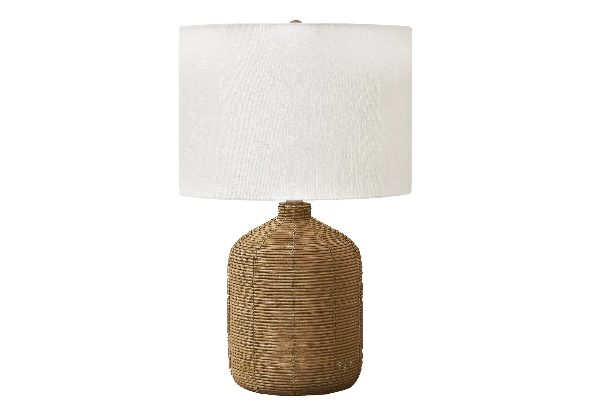 Radiance Modern: 23 inch Brown Rattan Table Lamp with Beige Shade