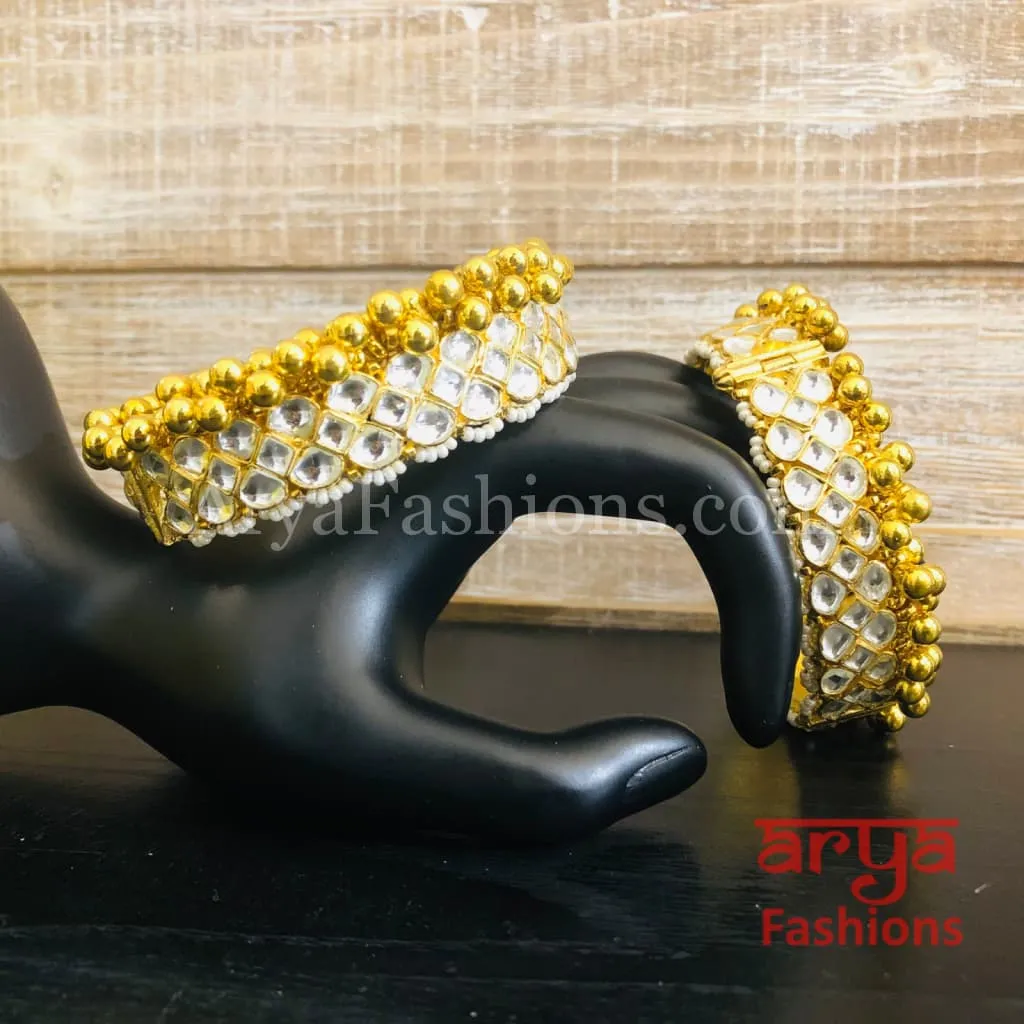 Rania Golden Beads Rajwadi Openable Kada Bridal Bangles