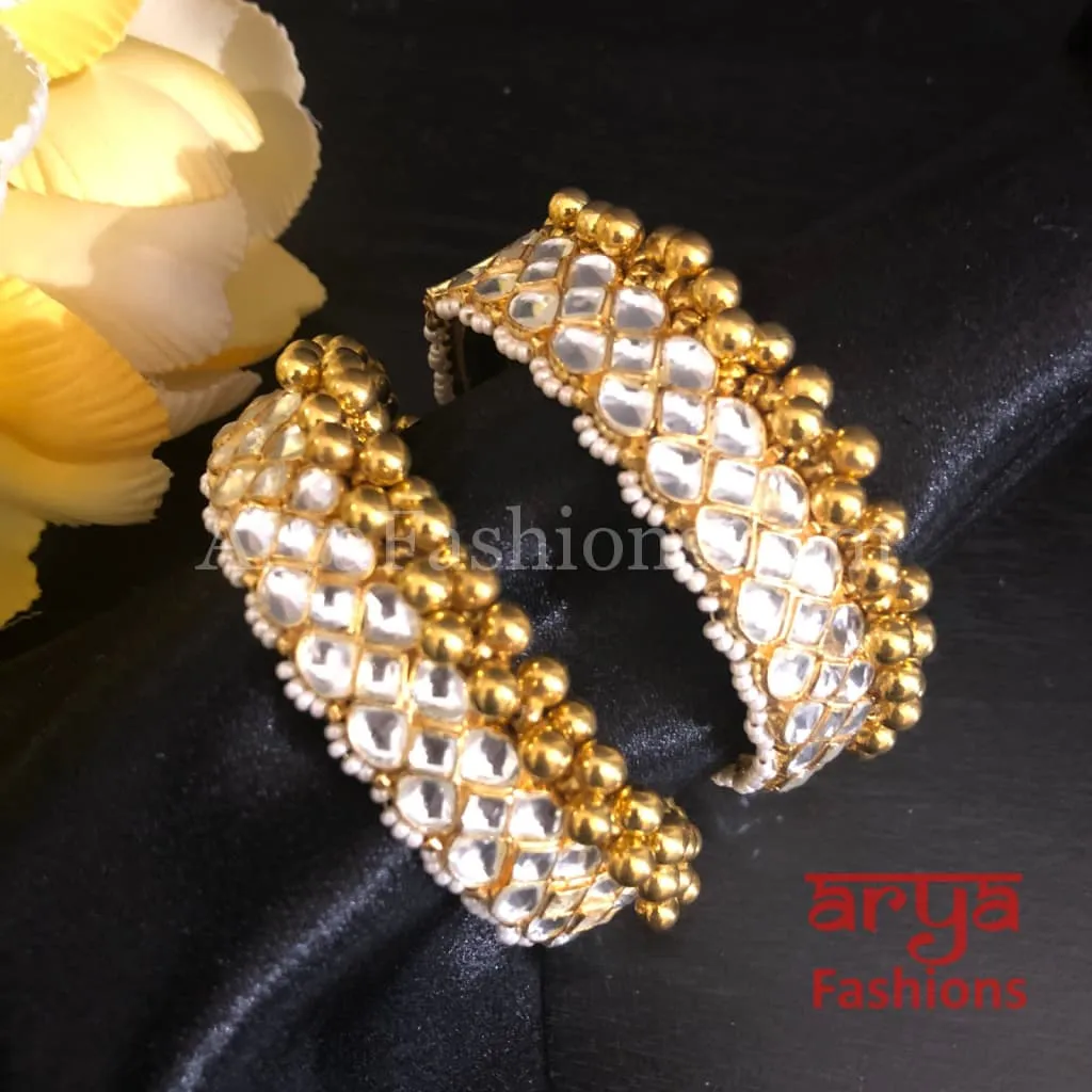 Rania Golden Beads Rajwadi Openable Kada Bridal Bangles