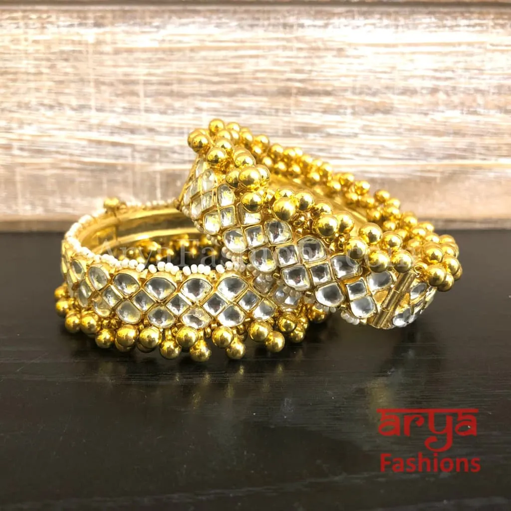 Rania Golden Beads Rajwadi Openable Kada Bridal Bangles