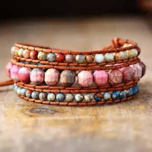 Rhodonite & Jasper Wrap Bracelet