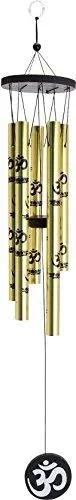 Ripe India® Feng Shui Metal Wind Chime 5 Golden Pipes with Om for Positive Energy