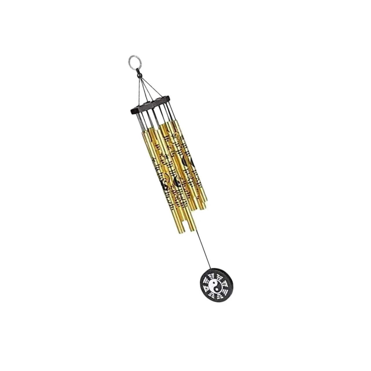 Ripe India Feng Shui Yin Yang Vastu Five Pipe Wind Chime for Balcony Window Positive Energy Gold Color 45 cm