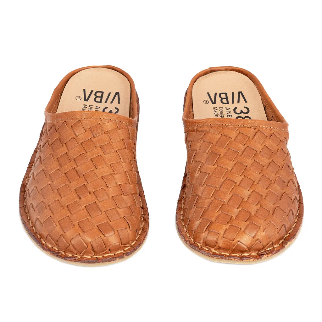 ROMA Woven Leather Cognac Brown