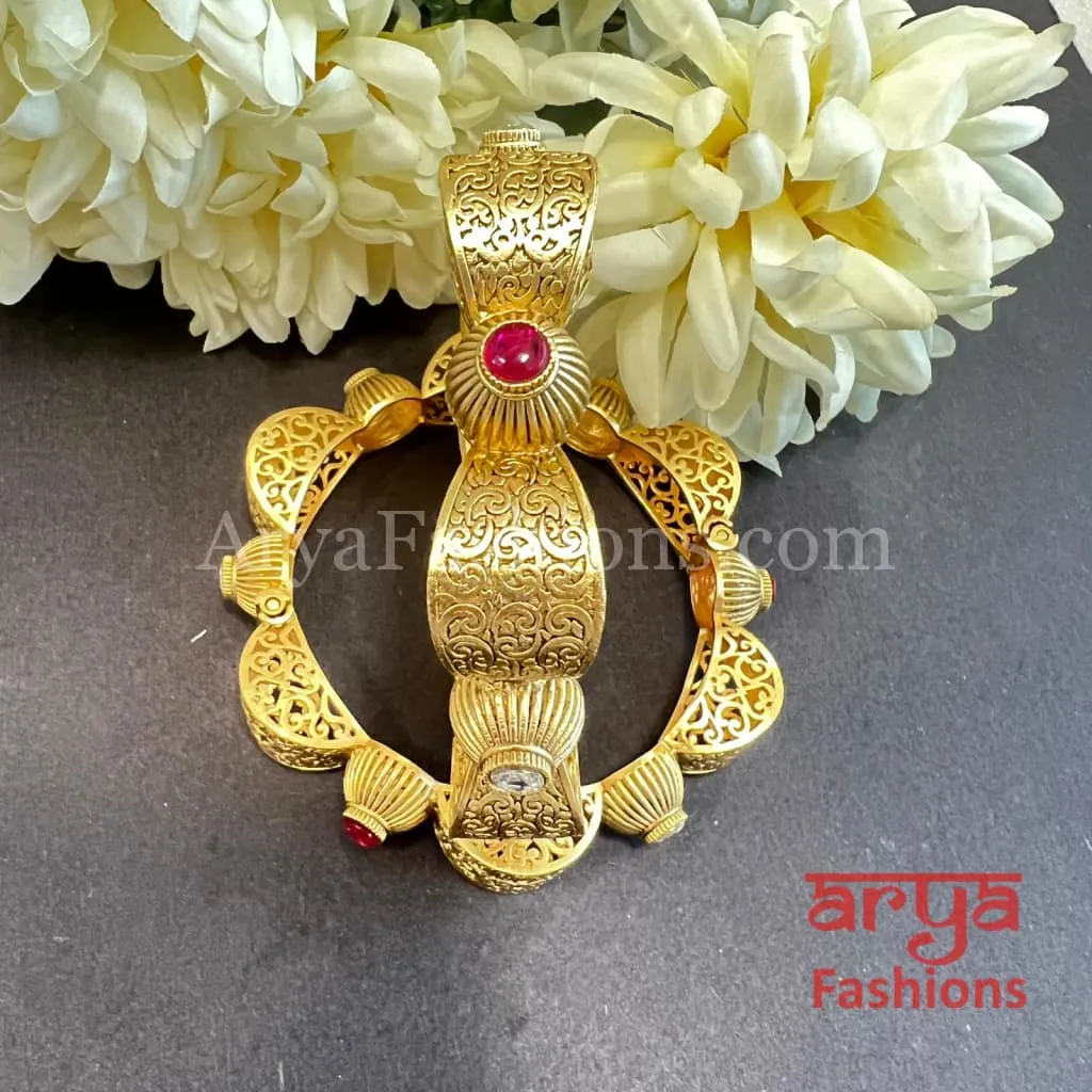 Ruby Kundan Jadau Kada Openable Bangles