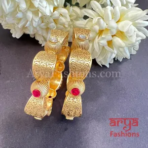 Ruby Kundan Jadau Kada Openable Bangles