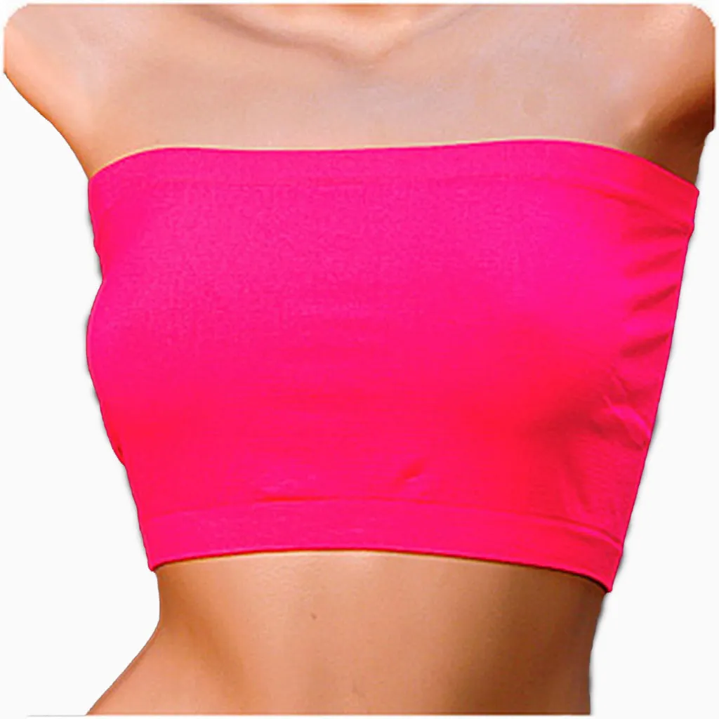 Sakkas Seamless Bandeau Bra Tube Top - Assorted Color 6 Pack