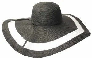 Sakkas Women's Contrast Stripe UPF 50  Extra Wide Floppy Brim Straw Hat