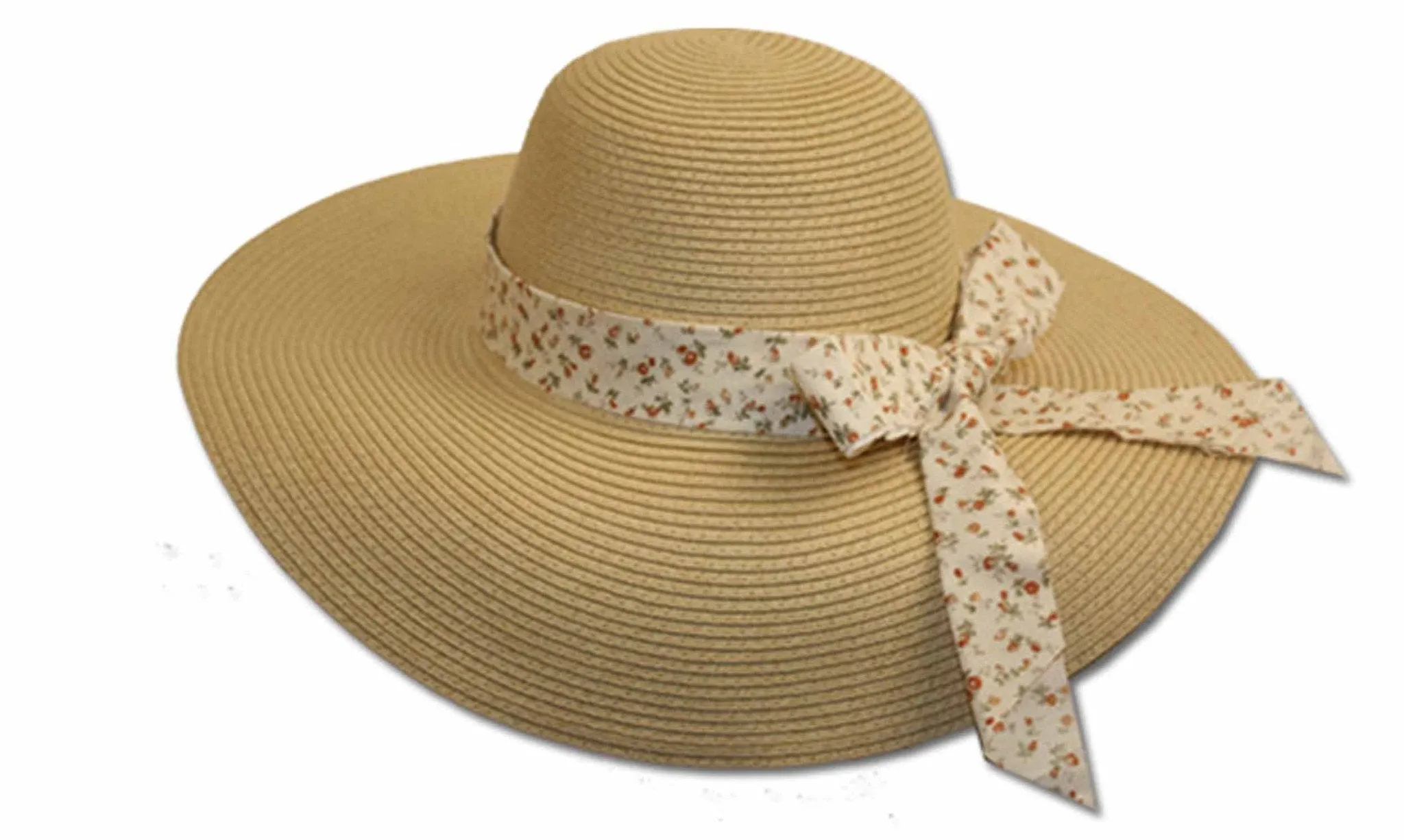 Sakkas Women's Sweet Floral Ribbon Accent UPF 50  Floppy Brim Straw Hat