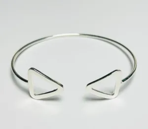 Silver Cuff Bangle, Geometric Triangle (PG72)