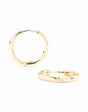 Small Fine Gold Clicker Hoop Earrings