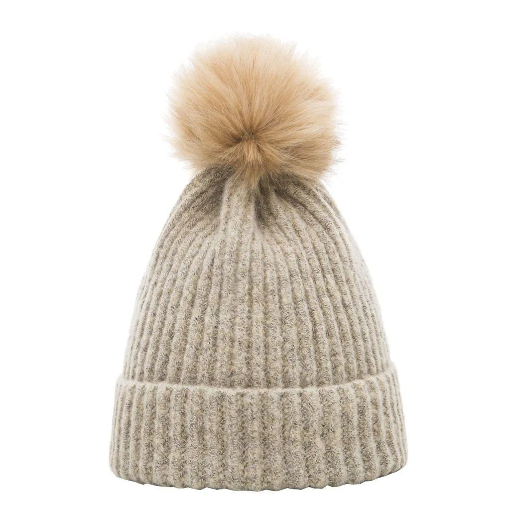 Soft Touch Rib Pom Pom Beanie