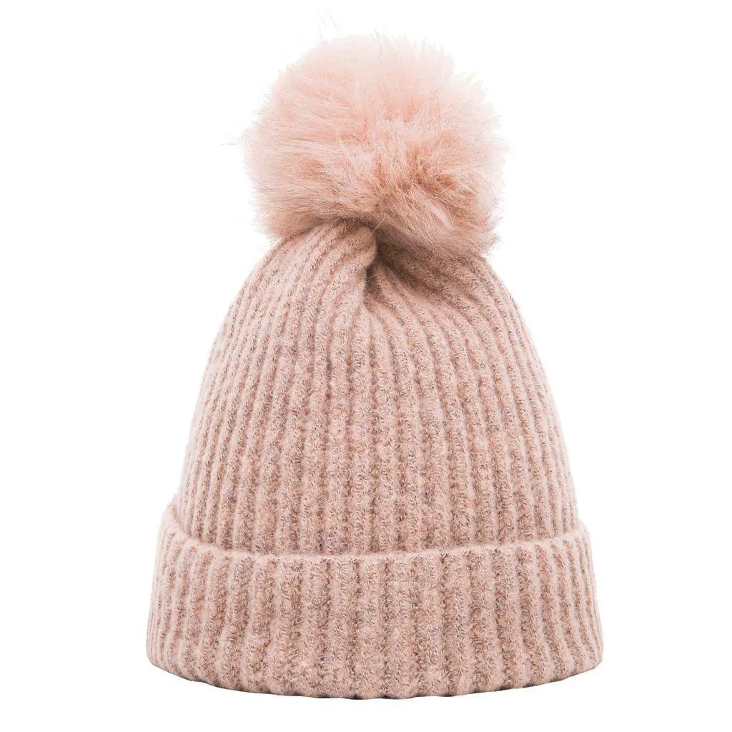 Soft Touch Rib Pom Pom Beanie